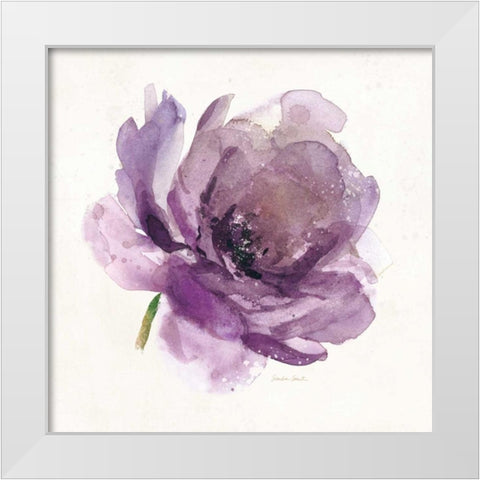 Watery Plum Bloom 1 White Modern Wood Framed Art Print by Smith, Sandra