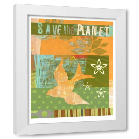 Save the Planet White Modern Wood Framed Art Print by Robertson, Walter
