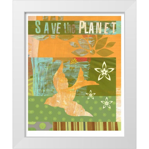 Save the Planet White Modern Wood Framed Art Print by Robertson, Walter
