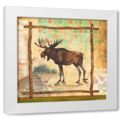 Moose Nature White Modern Wood Framed Art Print by Robertson, Walter