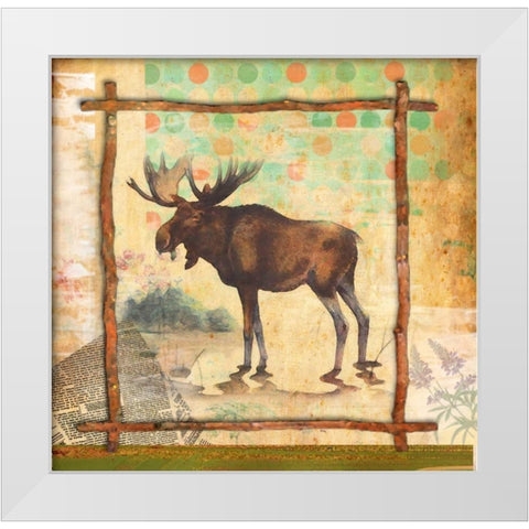 Moose Nature White Modern Wood Framed Art Print by Robertson, Walter