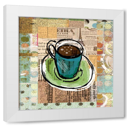 Text Coffee  White Modern Wood Framed Art Print by Robertson, Walter