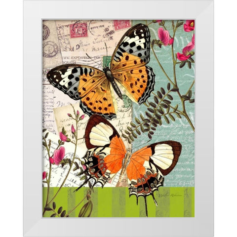 Bountiful Butterfly 1 White Modern Wood Framed Art Print by Robertson, Walter