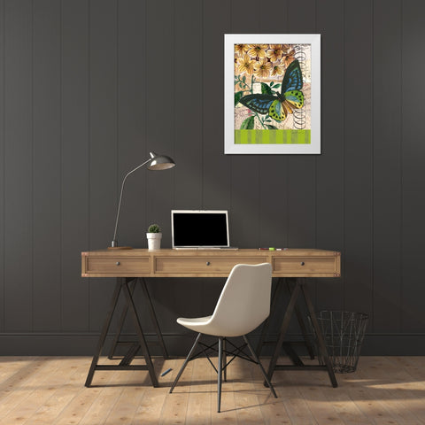 Bountiful Butterfly 2 White Modern Wood Framed Art Print by Robertson, Walter