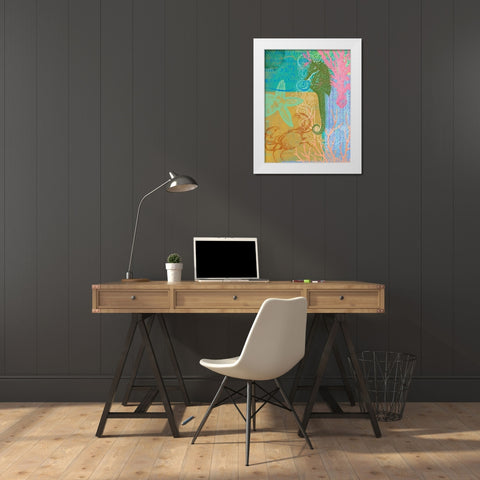 Layered Seahorse White Modern Wood Framed Art Print by Robertson, Walter