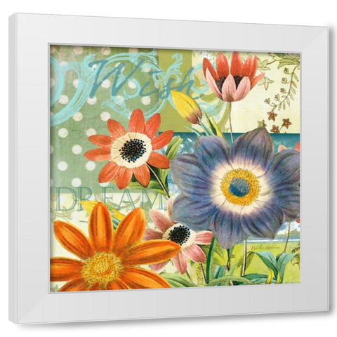 Polka dot Poppy White Modern Wood Framed Art Print by Robertson, Walter