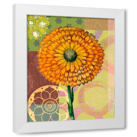 Zinnia Story White Modern Wood Framed Art Print by Robertson, Walter