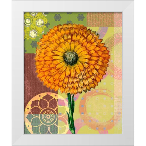 Zinnia Story White Modern Wood Framed Art Print by Robertson, Walter