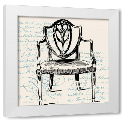 Script Arm Chair White Modern Wood Framed Art Print by Robertson, Walter