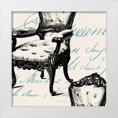 Script Tuft Chair White Modern Wood Framed Art Print by Robertson, Walter