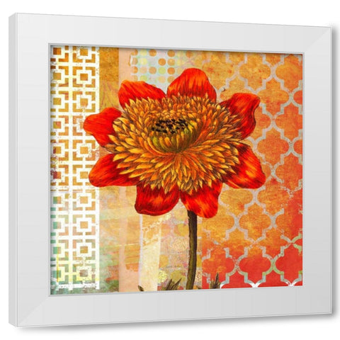 Colorful Dahlia White Modern Wood Framed Art Print by Robertson, Walter