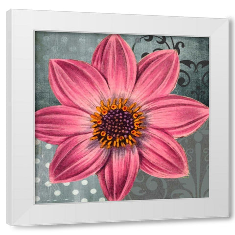 Polka Dot Dahlia 2 White Modern Wood Framed Art Print by Robertson, Walter