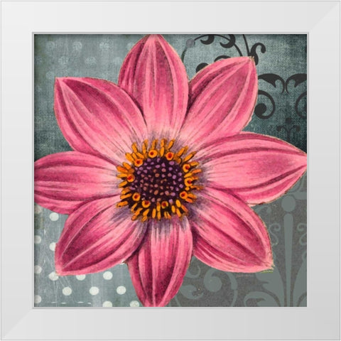 Polka Dot Dahlia 2 White Modern Wood Framed Art Print by Robertson, Walter