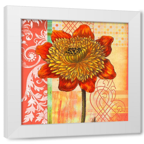 Scrollwork Blossom 2 White Modern Wood Framed Art Print by Robertson, Walter