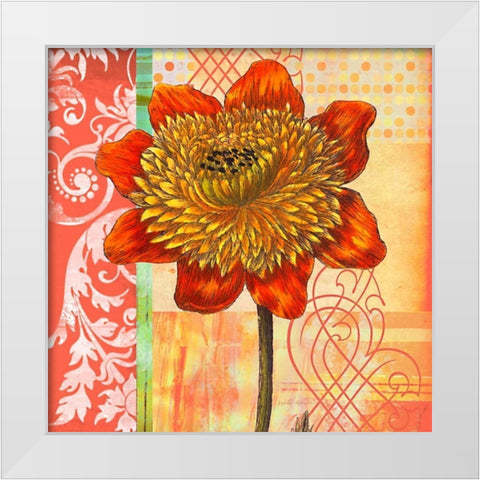 Scrollwork Blossom 2 White Modern Wood Framed Art Print by Robertson, Walter