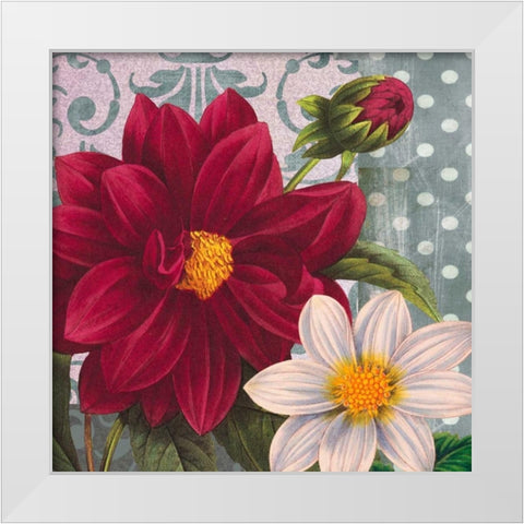 Red Dahlia White Modern Wood Framed Art Print by Robertson, Walter