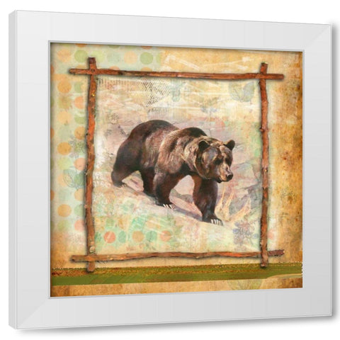 Bear Nature White Modern Wood Framed Art Print by Robertson, Walter