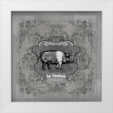 Filigree Pig White Modern Wood Framed Art Print by Robertson, Walter