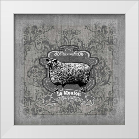 Filigree Sheep White Modern Wood Framed Art Print by Robertson, Walter