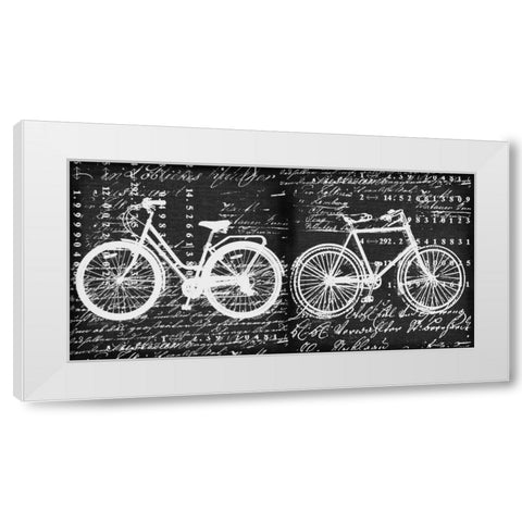 Script Bicycle White Modern Wood Framed Art Print by Robertson, Walter