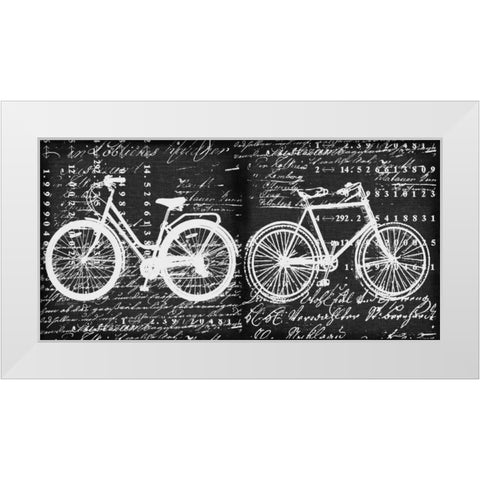 Script Bicycle White Modern Wood Framed Art Print by Robertson, Walter