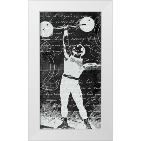 Barbell Boy  White Modern Wood Framed Art Print by Robertson, Walter