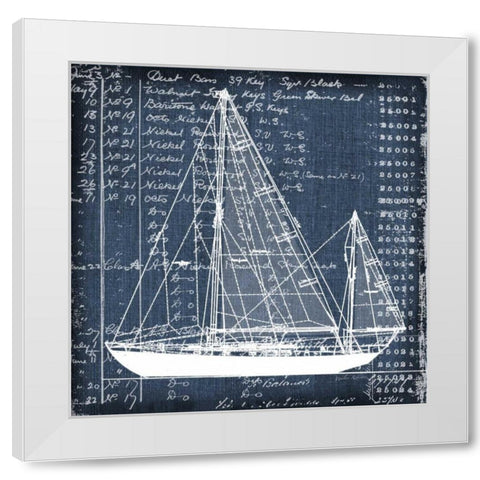 Schooner Blueprint 2 White Modern Wood Framed Art Print by Robertson, Walter