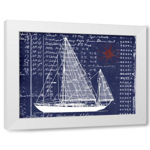 Schooner Blueprint Denim 2 White Modern Wood Framed Art Print by Robertson, Walter