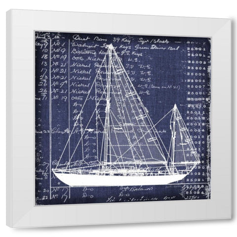 Schooner Blueprint 2 White Modern Wood Framed Art Print by Robertson, Walter