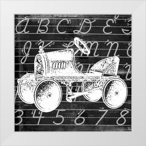 Blackboard Tractor White Modern Wood Framed Art Print by Robertson, Walter