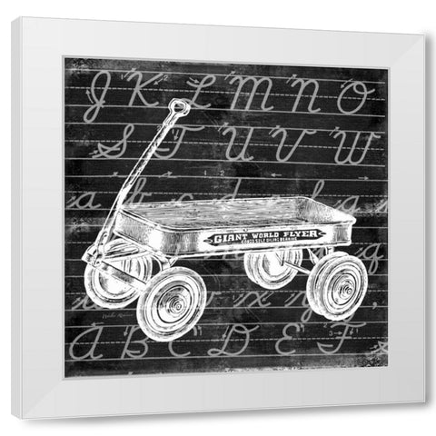 Blackboard Wagon White Modern Wood Framed Art Print by Robertson, Walter