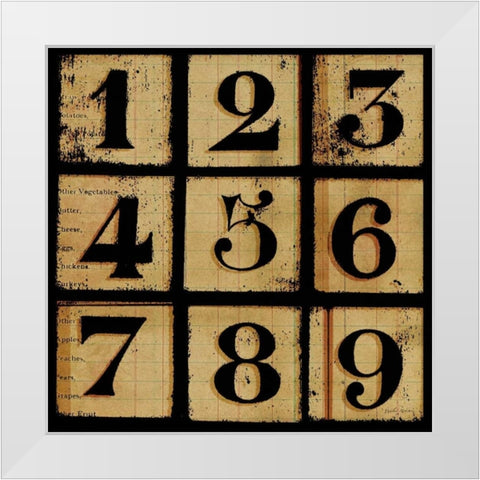 Take A Number 1 White Modern Wood Framed Art Print by Robertson, Walter