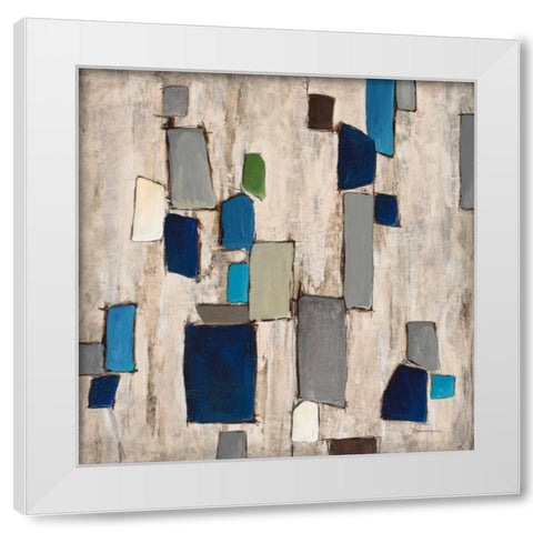 Blue Squared  White Modern Wood Framed Art Print by Dascher, Dennis