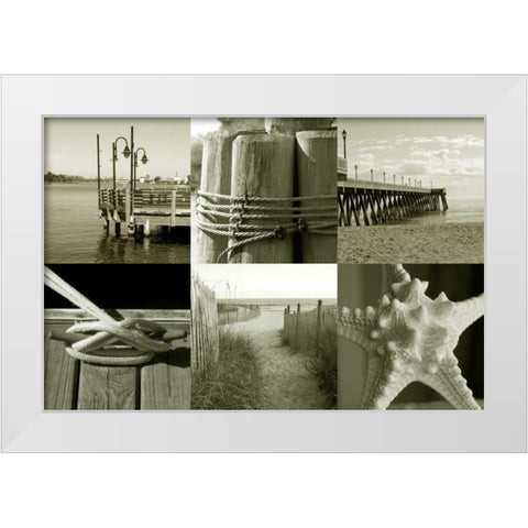 Seaside Story 1 White Modern Wood Framed Art Print by Amber Light Gallery