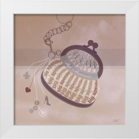 PRETTY PURSE  White Modern Wood Framed Art Print by Van Roey, Dominique