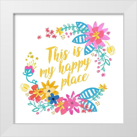 Happy Place Garden White Modern Wood Framed Art Print by Coleman, Joan