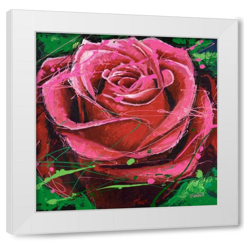 Rose in Motion White Modern Wood Framed Art Print by Langton, Bruce