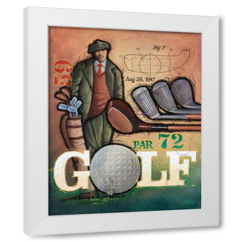 Vintage Golf 1 White Modern Wood Framed Art Print by Langton, Bruce