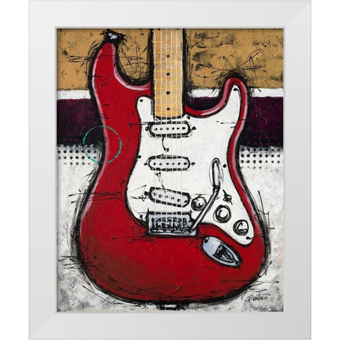 Electric Red White Modern Wood Framed Art Print by Langton, Bruce