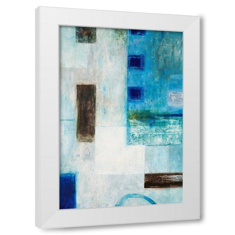 Blue City Blocks White Modern Wood Framed Art Print by Mills, Chris