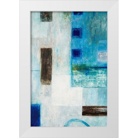 Blue City Blocks White Modern Wood Framed Art Print by Mills, Chris