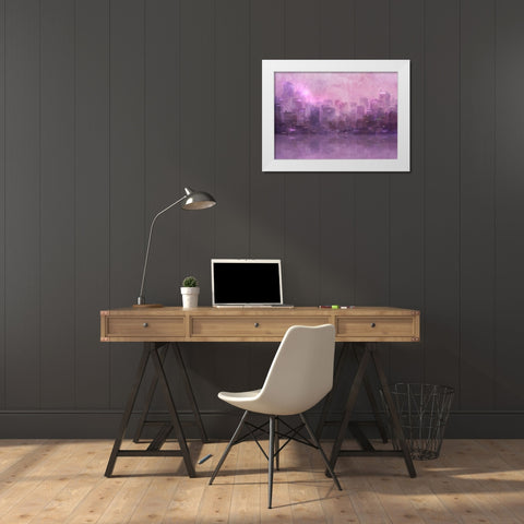 Dusk Skyline White Modern Wood Framed Art Print by Roko, Ken