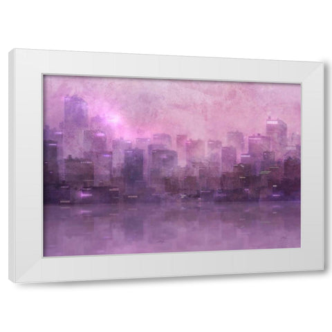 Dusk Skyline White Modern Wood Framed Art Print by Roko, Ken
