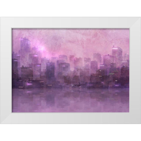 Dusk Skyline White Modern Wood Framed Art Print by Roko, Ken