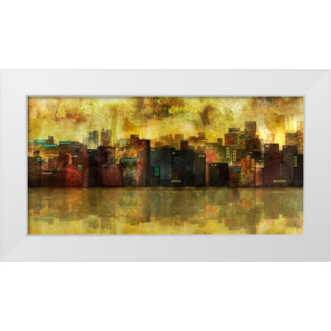 Evening Skyline White Modern Wood Framed Art Print by Roko, Ken
