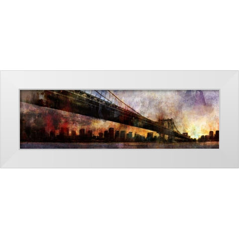 Under the Manhattan Bridge White Modern Wood Framed Art Print by Roko, Ken