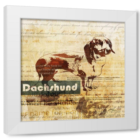 Dachshund Sketch White Modern Wood Framed Art Print by Roko, Ken