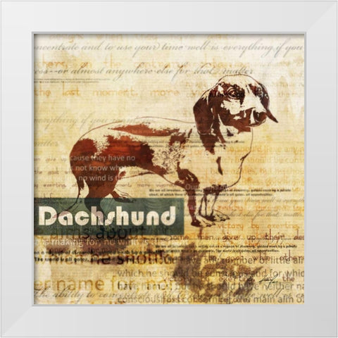Dachshund Sketch White Modern Wood Framed Art Print by Roko, Ken
