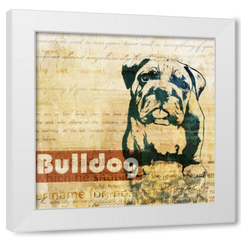 Bulldog Sketch White Modern Wood Framed Art Print by Roko, Ken