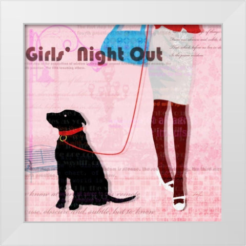 Girls Night White Modern Wood Framed Art Print by Roko, Ken
